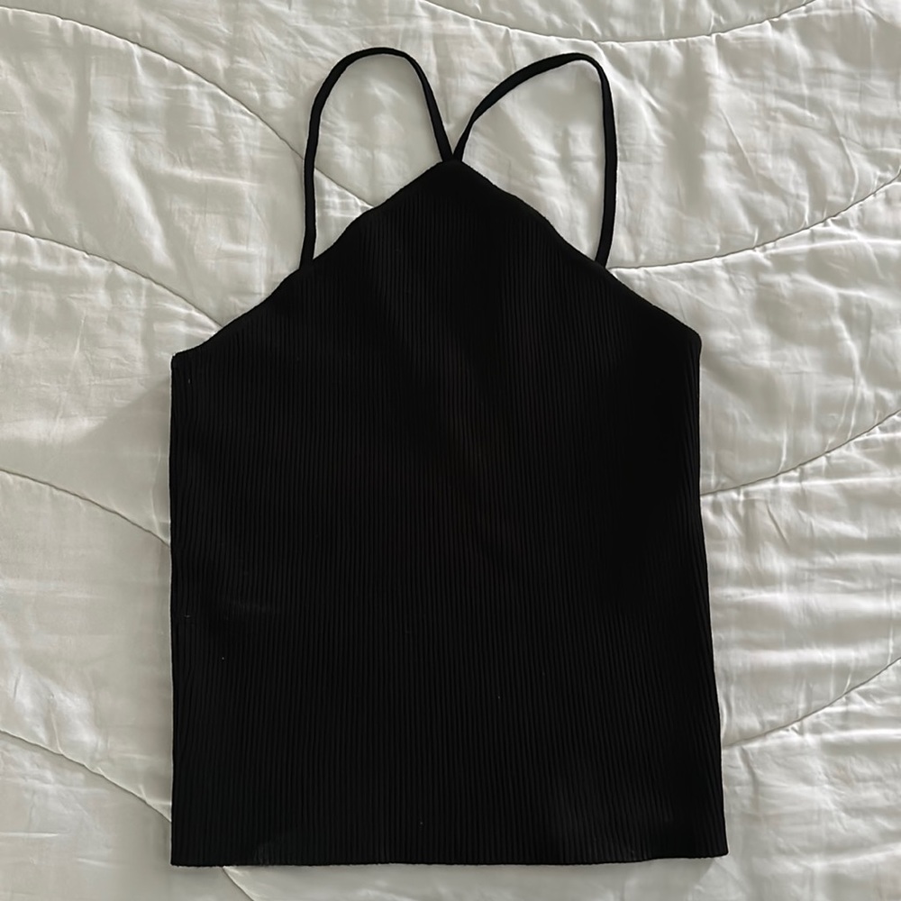 Zara black ribbed long crop top!